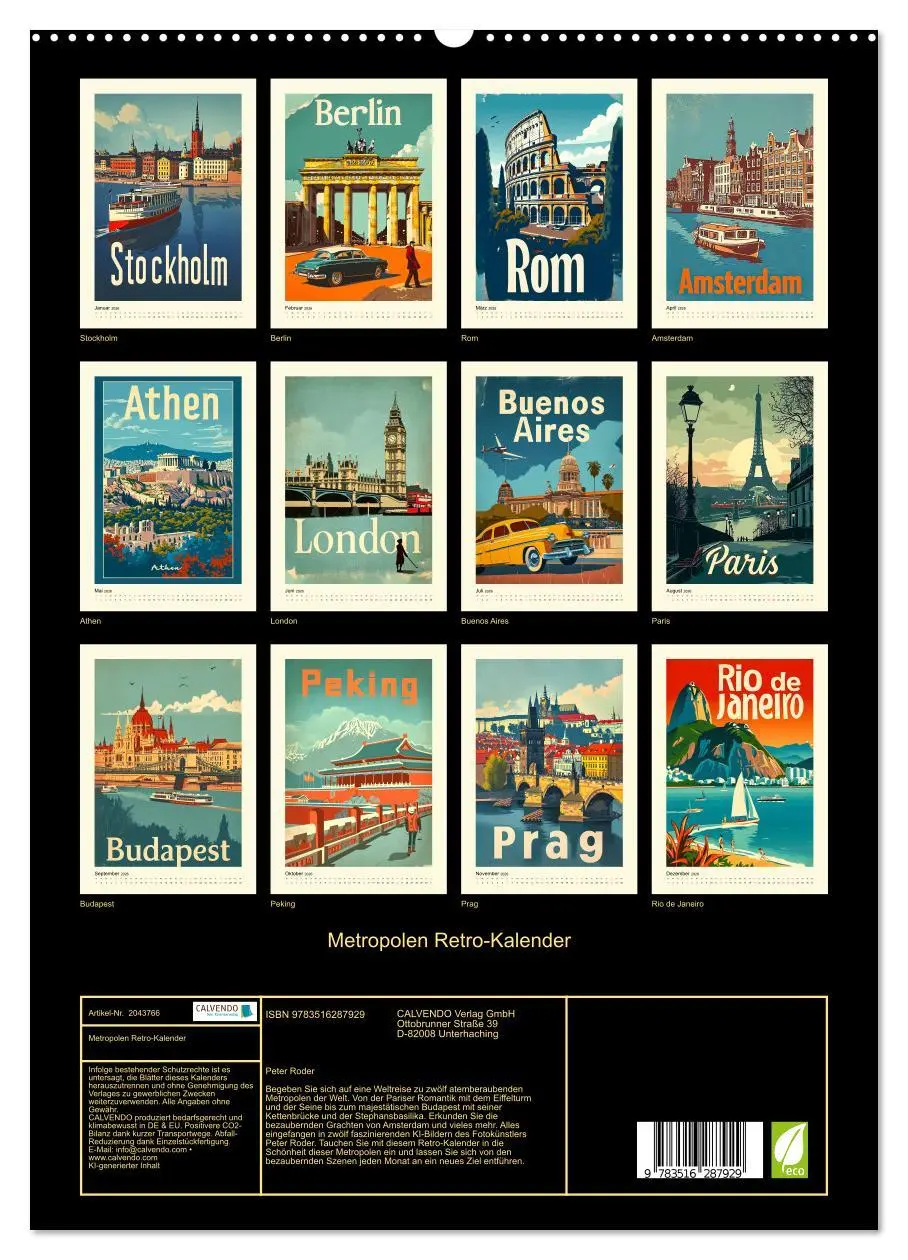 Bild: 9783516287929 | Metropolen Retro-Kalender (hochwertiger Premium Wandkalender 2026...