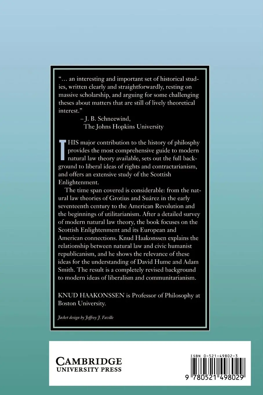 Rückseite: 9780521498029 | Natural Law and Moral Philosophy | Knud Haakonssen (u. a.) | Buch