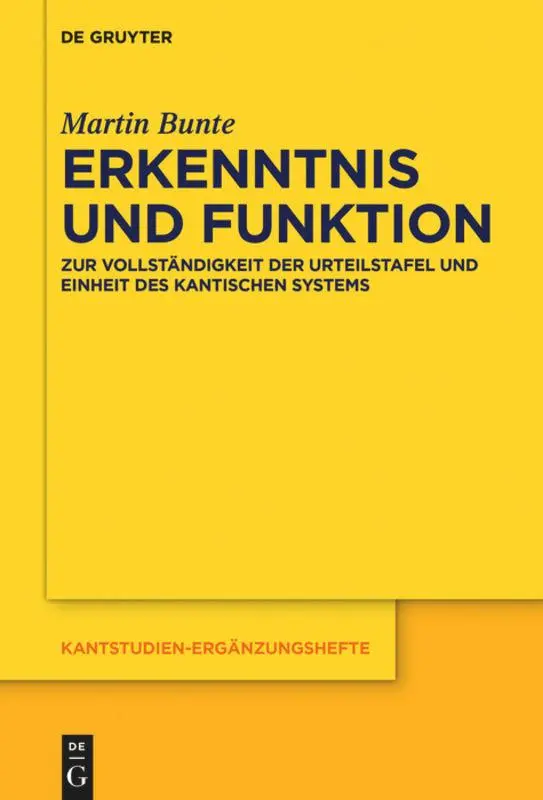 Cover: 9783110488029 | Erkenntnis und Funktion | Martin Bunte | Buch | X | Deutsch | 2016