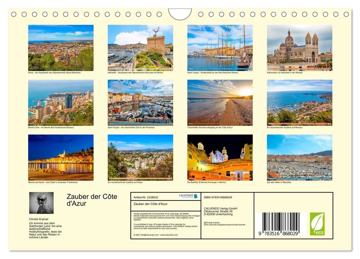 Bild: 9783516868029 | Zauber der Côte d'Azur (Wandkalender 2027 DIN A4 quer), CALVENDO...