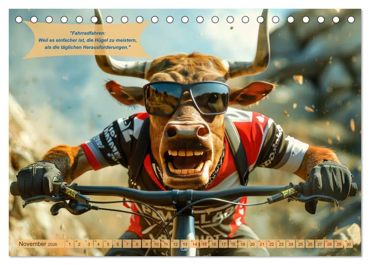 Bild: 9783457388129 | Der tierisch lustige Fahrradkalender (Tischkalender 2026 DIN A5...