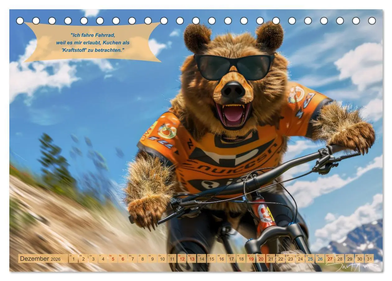 Bild: 9783457388129 | Der tierisch lustige Fahrradkalender (Tischkalender 2026 DIN A5...
