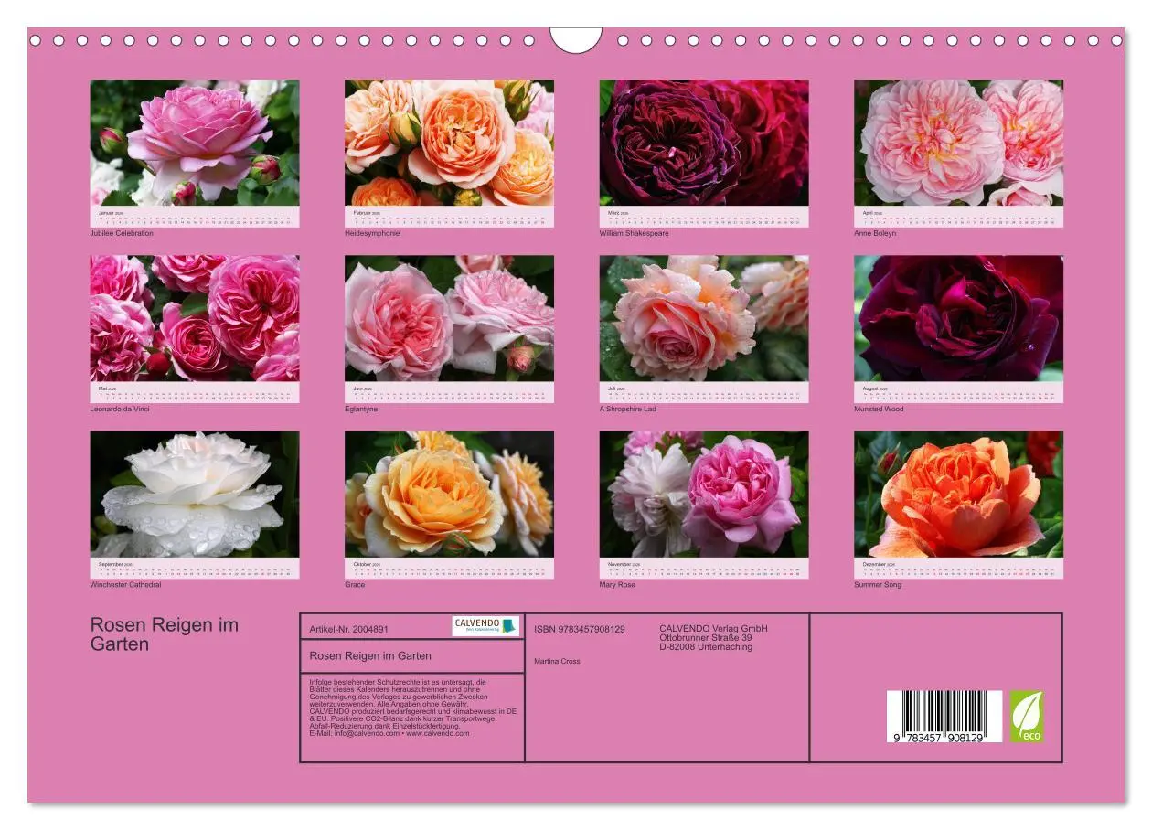 Bild: 9783457908129 | Rosen Reigen im Garten (Wandkalender 2026 DIN A3 quer), CALVENDO...