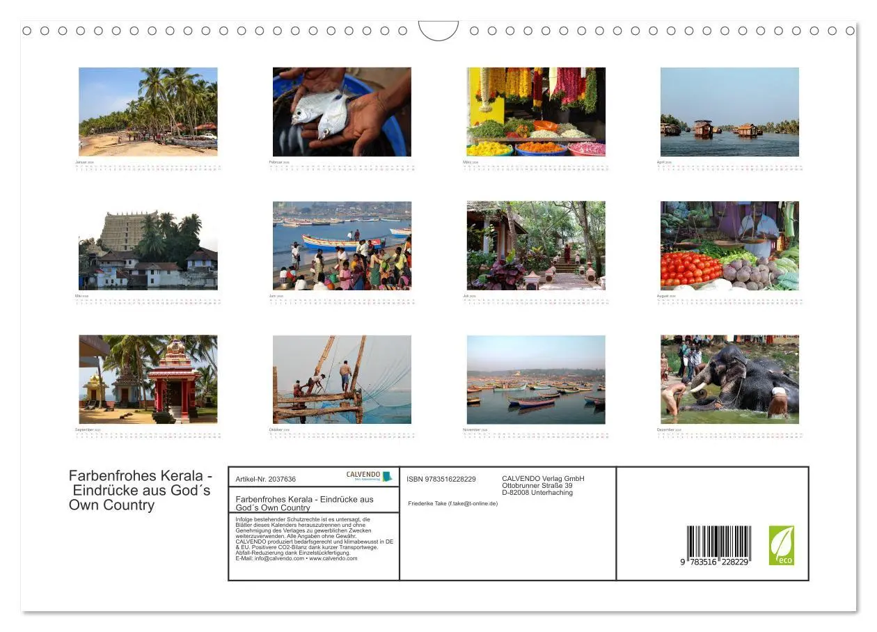 Bild: 9783516228229 | Farbenfrohes Kerala - Eindrücke aus God´s Own Country (Wandkalender...