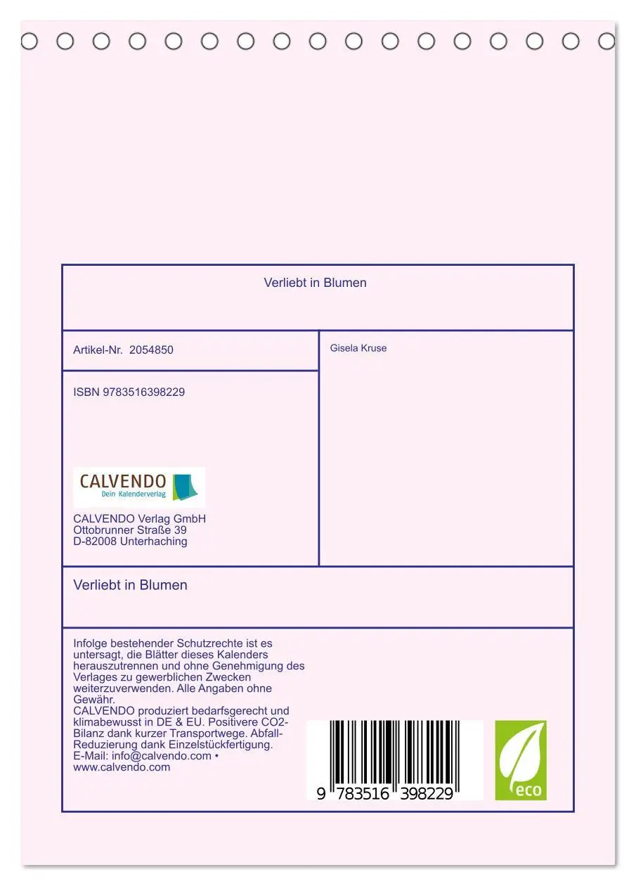 Bild: 9783516398229 | Verliebt in Blumen (Tischkalender 2026 DIN A5 hoch), CALVENDO...
