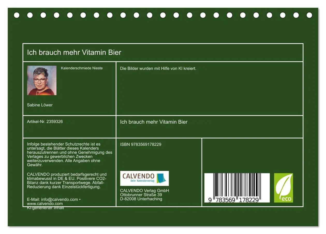 Bild: 9783569178229 | Ich brauch mehr Vitamin Bier (Tischkalender 2027 DIN A5 quer),...