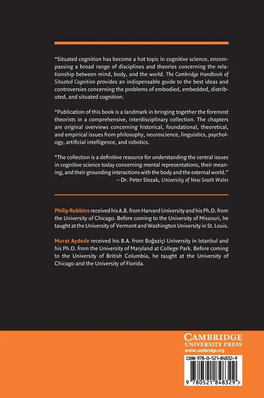 Rückseite: 9780521848329 | The Cambridge Handbook of Situated Cognition | Philip Robbins (u. a.)