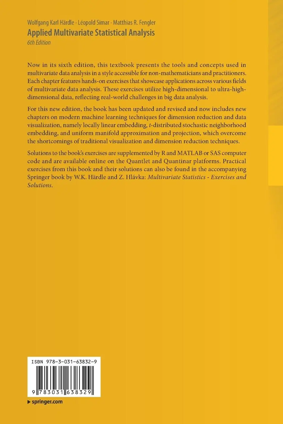 Rückseite: 9783031638329 | Applied Multivariate Statistical Analysis | Härdle (u. a.) | Buch | xv