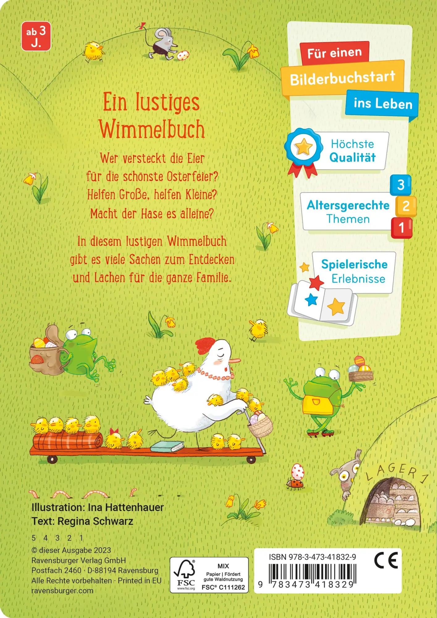 Rückseite: 9783473418329 | Viel Wimmelei ums Osterei | Ein lustiges Wimmelbuch | Regina Schwarz