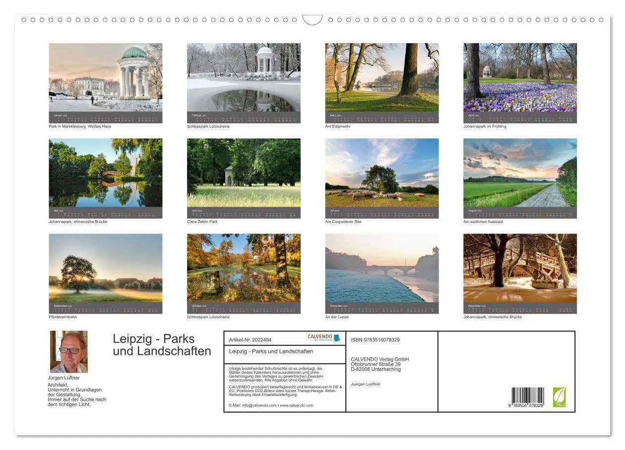 Bild: 9783516078329 | Leipzig - Parks und Landschaften (Wandkalender 2026 DIN A2 quer),...