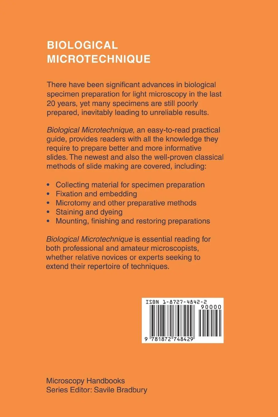 Rückseite: 9781872748429 | Biological Microtechnique | Jeremy Sanderson | Taschenbuch | Englisch