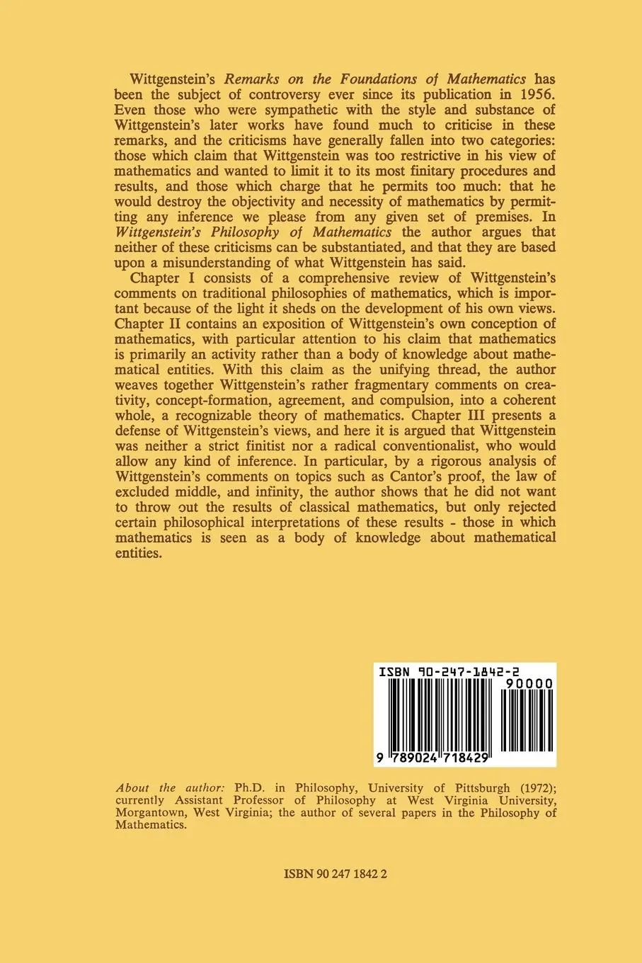 Rückseite: 9789024718429 | Wittgenstein's Philosophy of Mathematics | V. H. Klenk | Taschenbuch