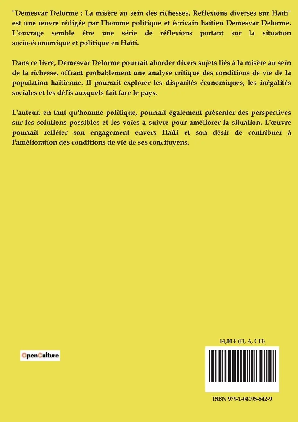 Rückseite: 9791041958429 | Réflexions diverses sur Haïti | Demesvar Delorme | Taschenbuch | 2024
