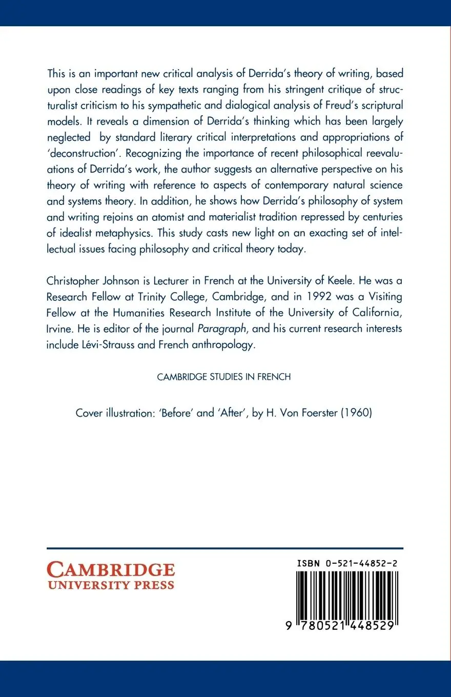 Rückseite: 9780521448529 | System and Writing in the Philosophy of Jacques Derrida | Johnson