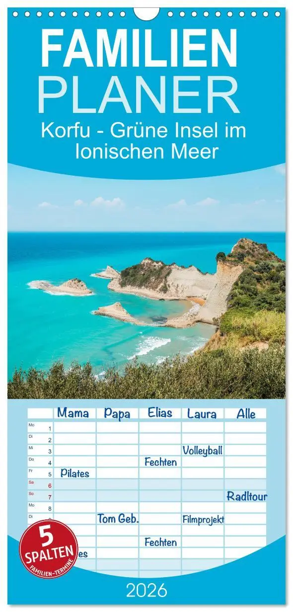 Cover: 9783516508529 | Familienplaner 2026 - Korfu - Grüne Insel im Ionischen Meer mit 5...