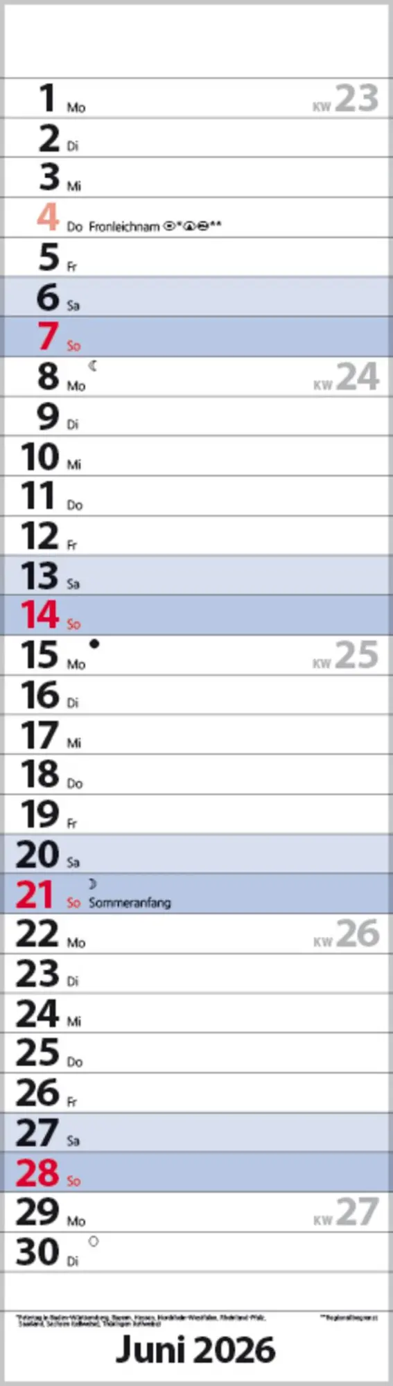 Bild: 9783731888529 | Streifenplaner Mini Blau 2026 | Verlag Korsch | Kalender | 13 S.