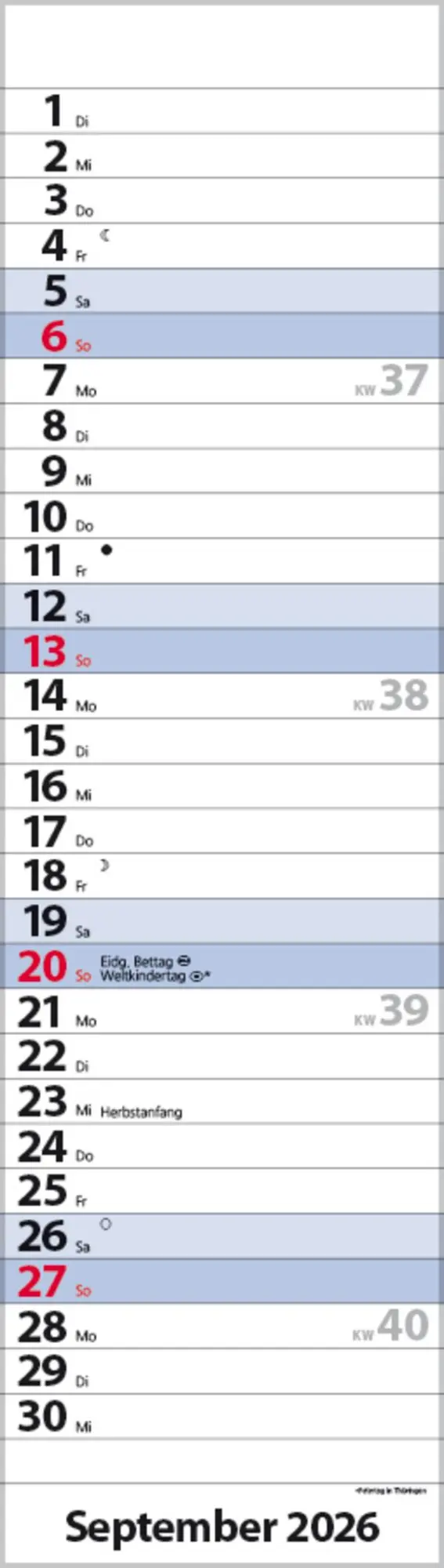 Bild: 9783731888529 | Streifenplaner Mini Blau 2026 | Verlag Korsch | Kalender | 13 S.