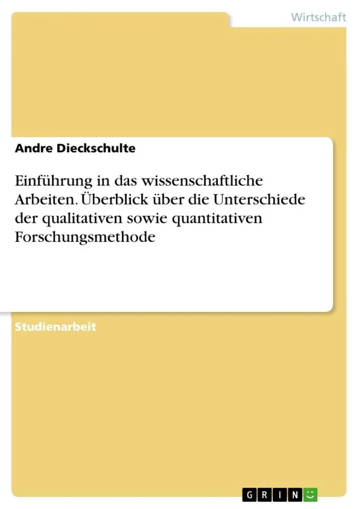 Cover: 9783668758629 | Einführung in das wissenschaftliche Arbeiten. Überblick über die...