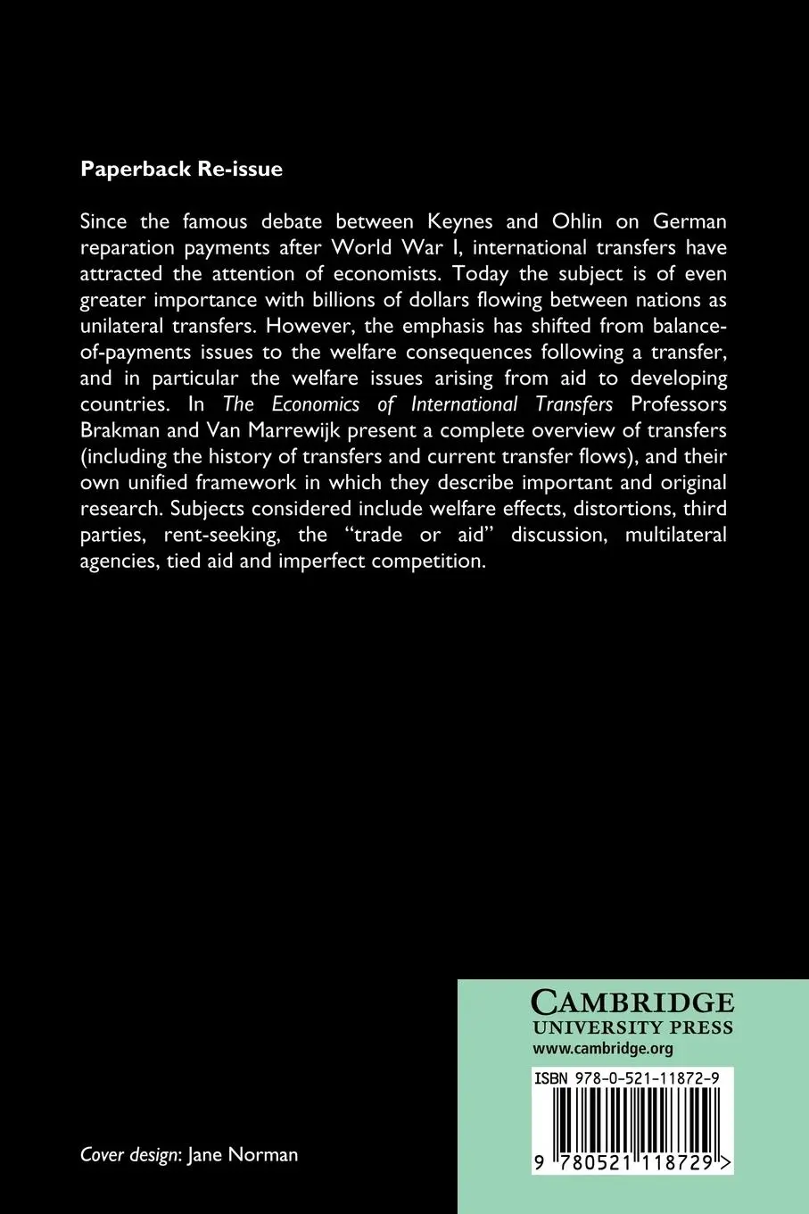 Rückseite: 9780521118729 | The Economics of International Transfers | Steven Brakman (u. a.)