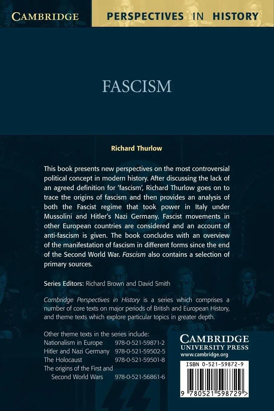 Rückseite: 9780521598729 | Fascism | Richard Thurlow | Taschenbuch | Kartoniert / Broschiert