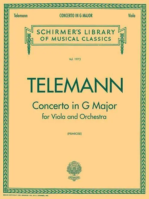 Cover: 9780793548729 | Concerto in G | Schirmer Library of Classics Volume 1973 | Primrose