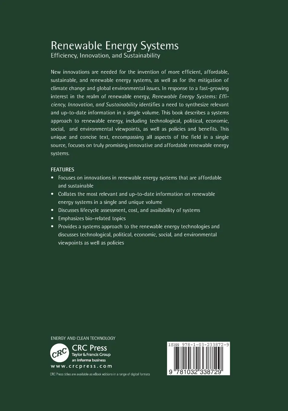 Rückseite: 9781032338729 | Renewable Energy Systems from Biomass | Vladimir Strezov (u. a.)