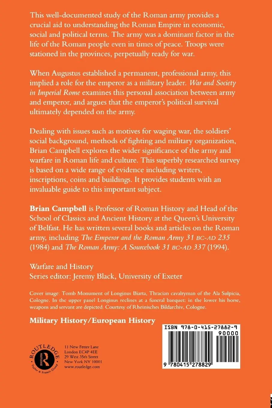 Rückseite: 9780415278829 | Warfare and Society in Imperial Rome, C. 31 BC-AD 280 | Brian Campbell