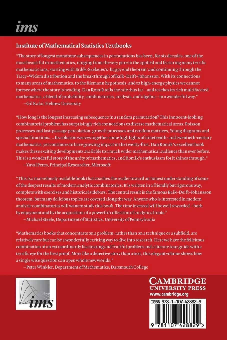 Rückseite: 9781107428829 | The Surprising Mathematics of Longest Increasing Subsequences | Romik