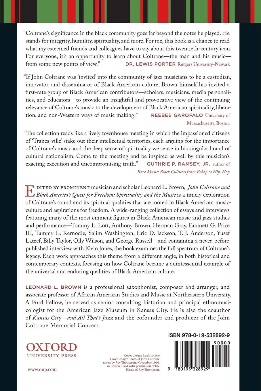 Rückseite: 9780195328929 | John Coltrane and Black America's Quest for Freedom | Leonard Brown