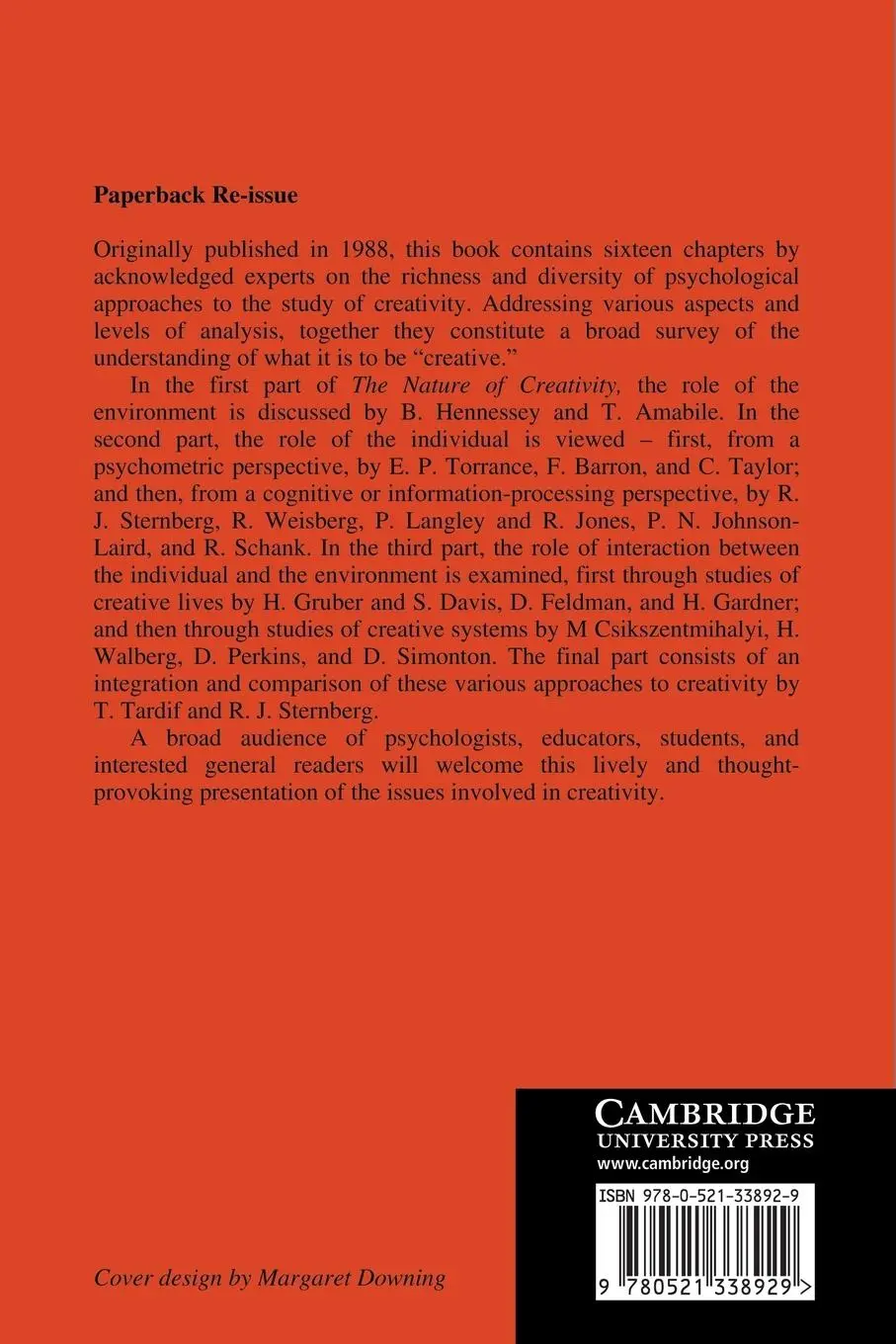 Rückseite: 9780521338929 | The Nature of Creativity | Contemporary Psychological Perspectives