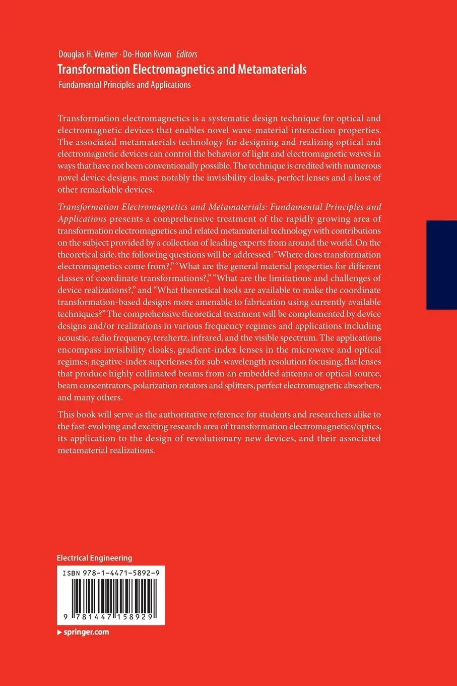 Rückseite: 9781447158929 | Transformation Electromagnetics and Metamaterials | Kwon (u. a.) | xii