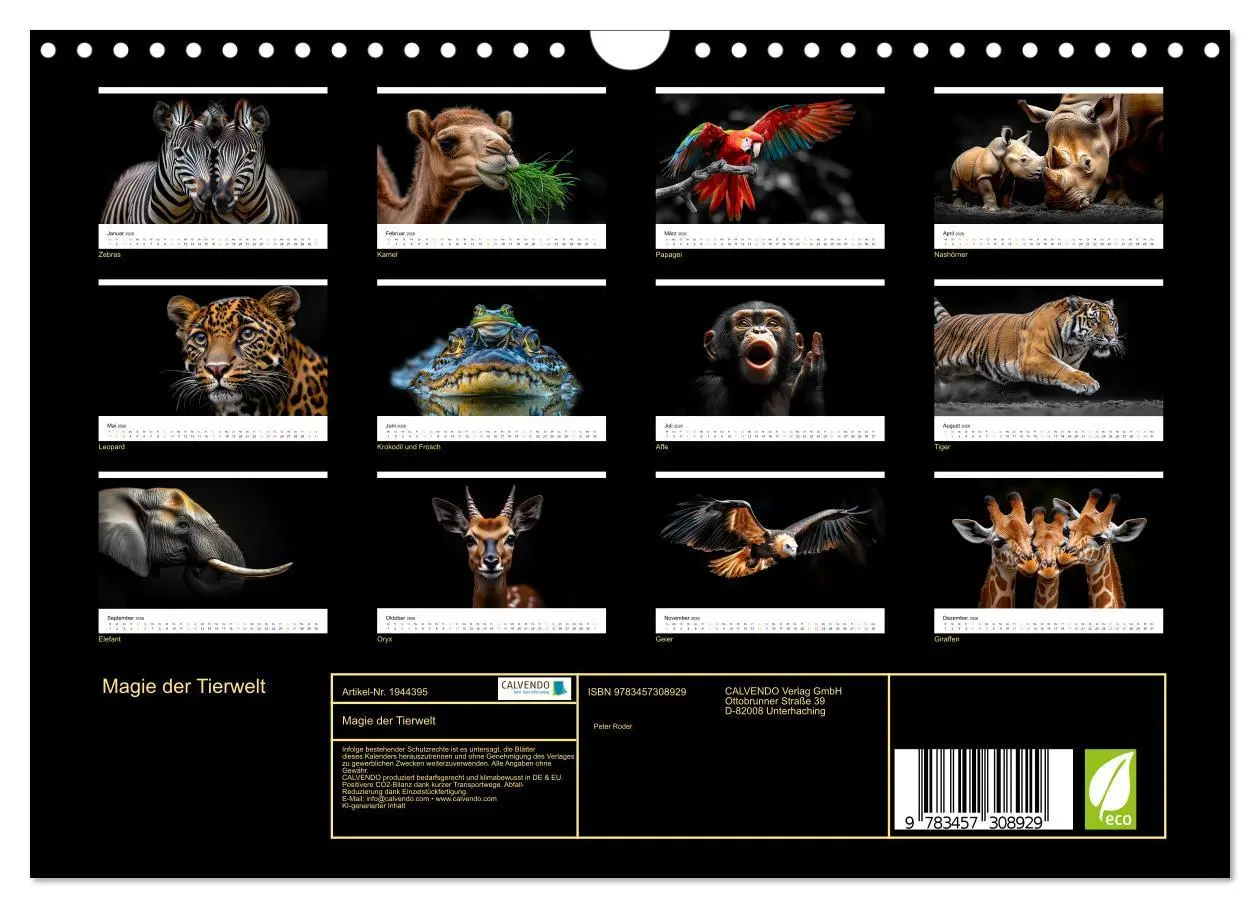 Bild: 9783457308929 | Magie der Tierwelt (Wandkalender 2026 DIN A4 quer), CALVENDO...