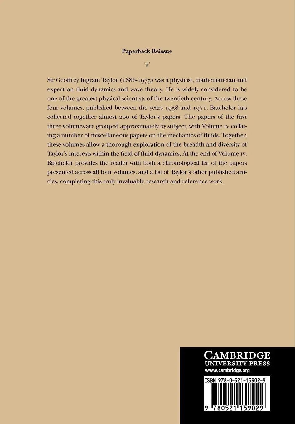 Rückseite: 9780521159029 | The Scientific Papers of Sir Geoffrey Ingram Taylor | Taylor | Buch