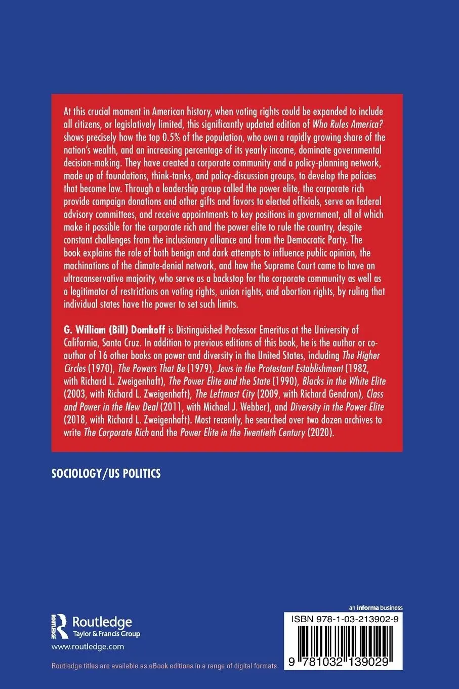 Rückseite: 9781032139029 | Who Rules America? | G William Domhoff | Taschenbuch | Englisch | 2021