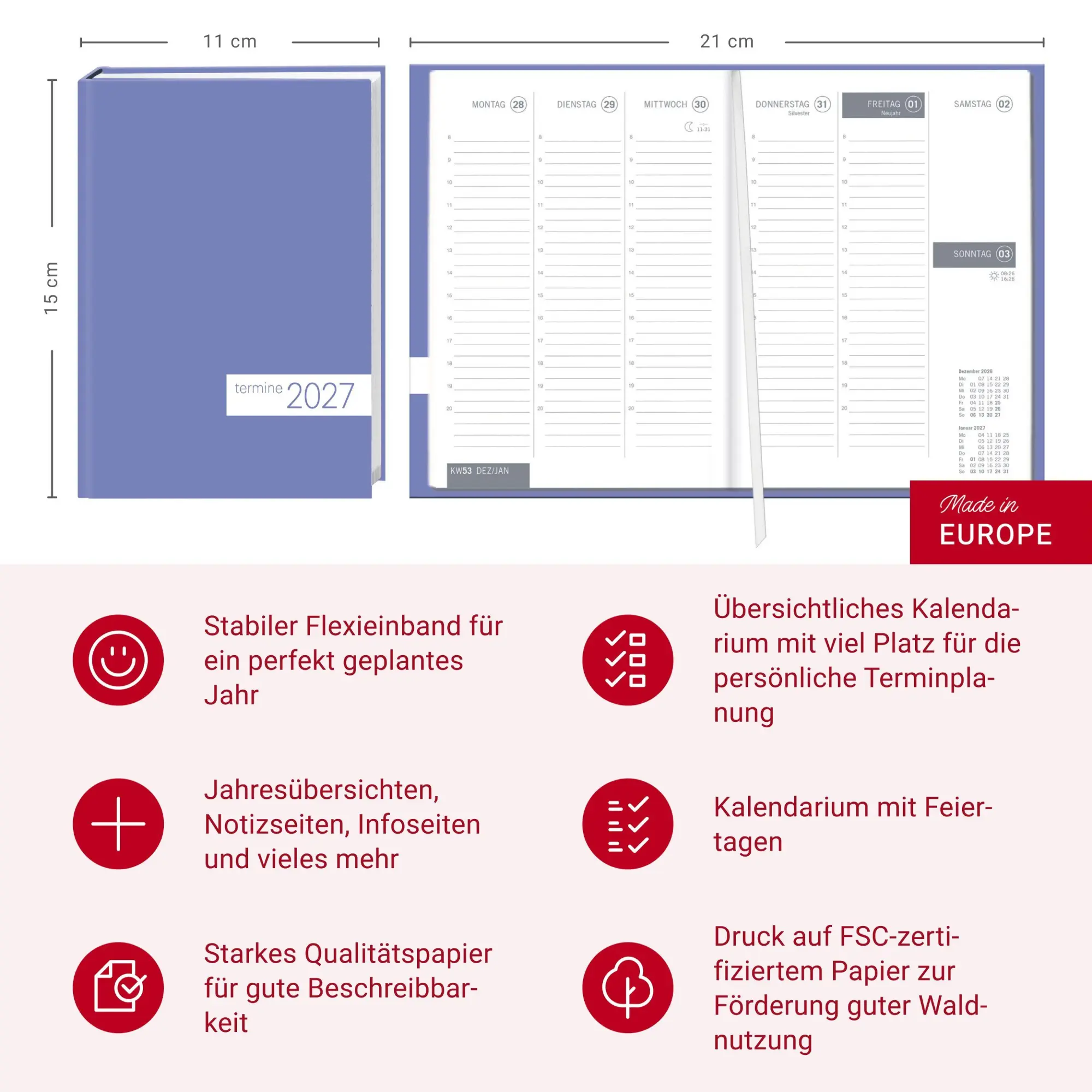 Bild: 9783756419029 | times&amp;more Flieder Kalenderbuch 2027 | Taschenbuch | 160 S. | Deutsch