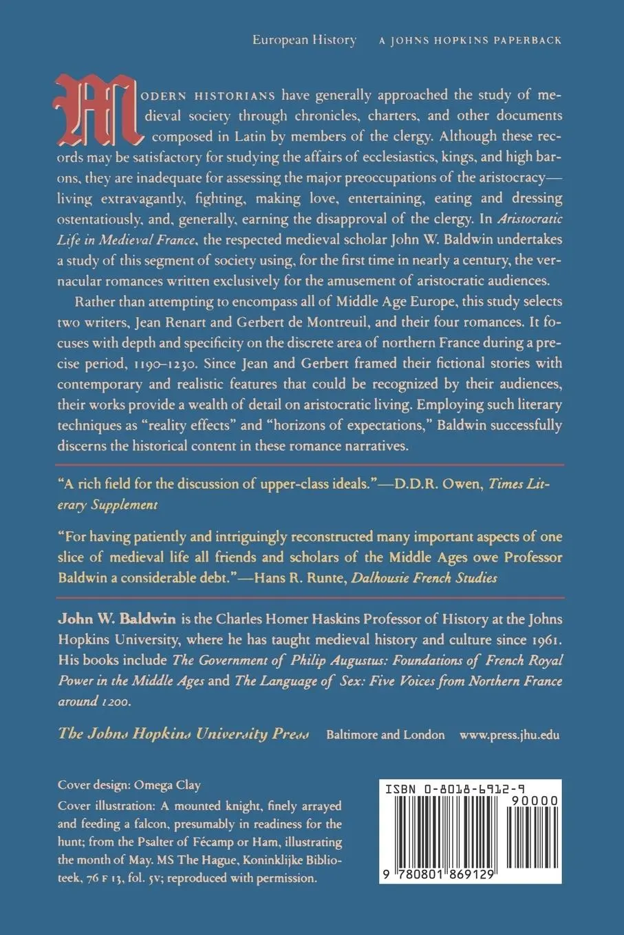 Rückseite: 9780801869129 | Aristocratic Life in Medieval France | John W. Baldwin | Taschenbuch