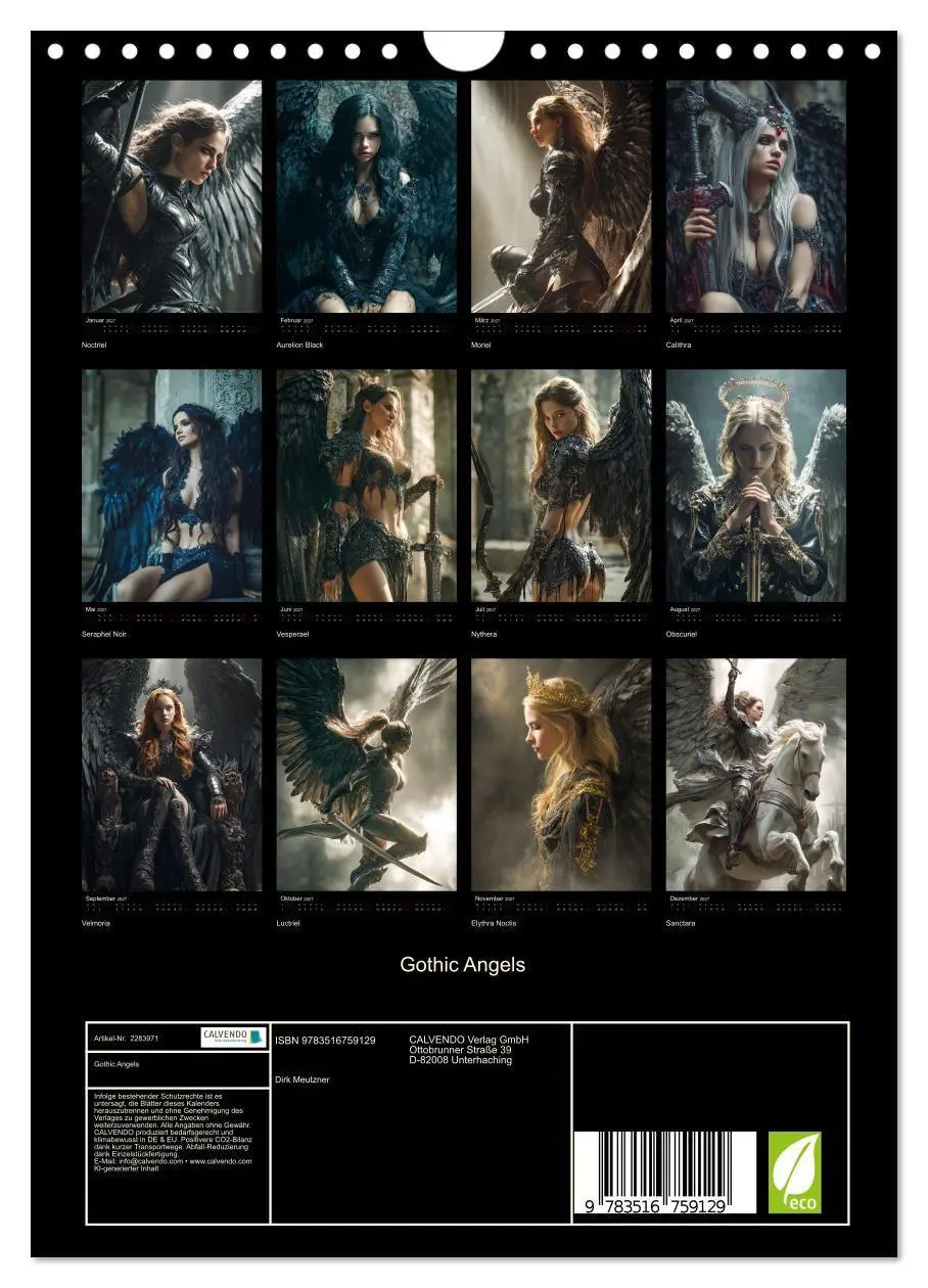 Bild: 9783516759129 | Gothic Angels (Wandkalender 2027 DIN A4 hoch), CALVENDO Monatskalender