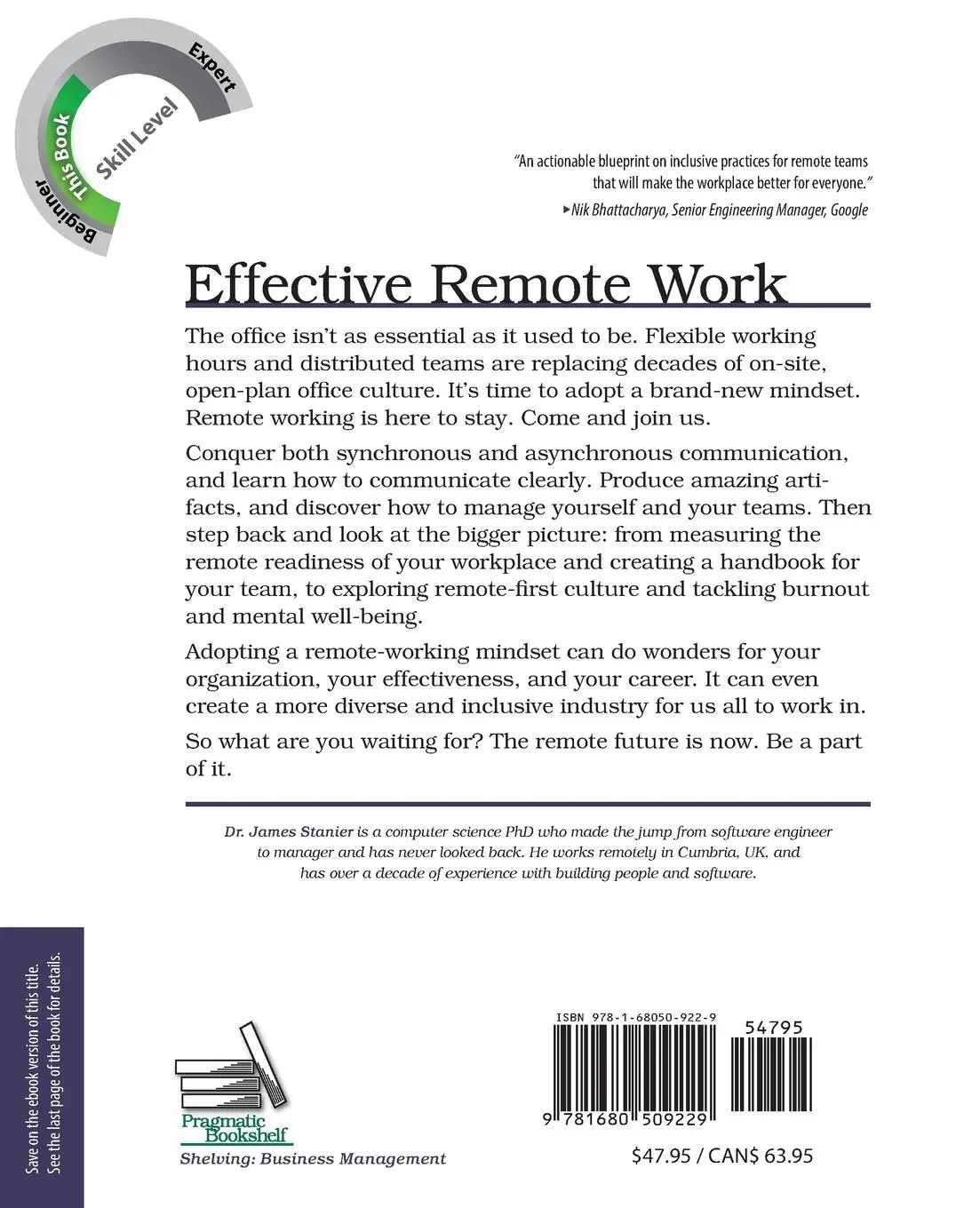 Rückseite: 9781680509229 | Effective Remote Work | For Yourself, Your Team, and Your Spany | Buch