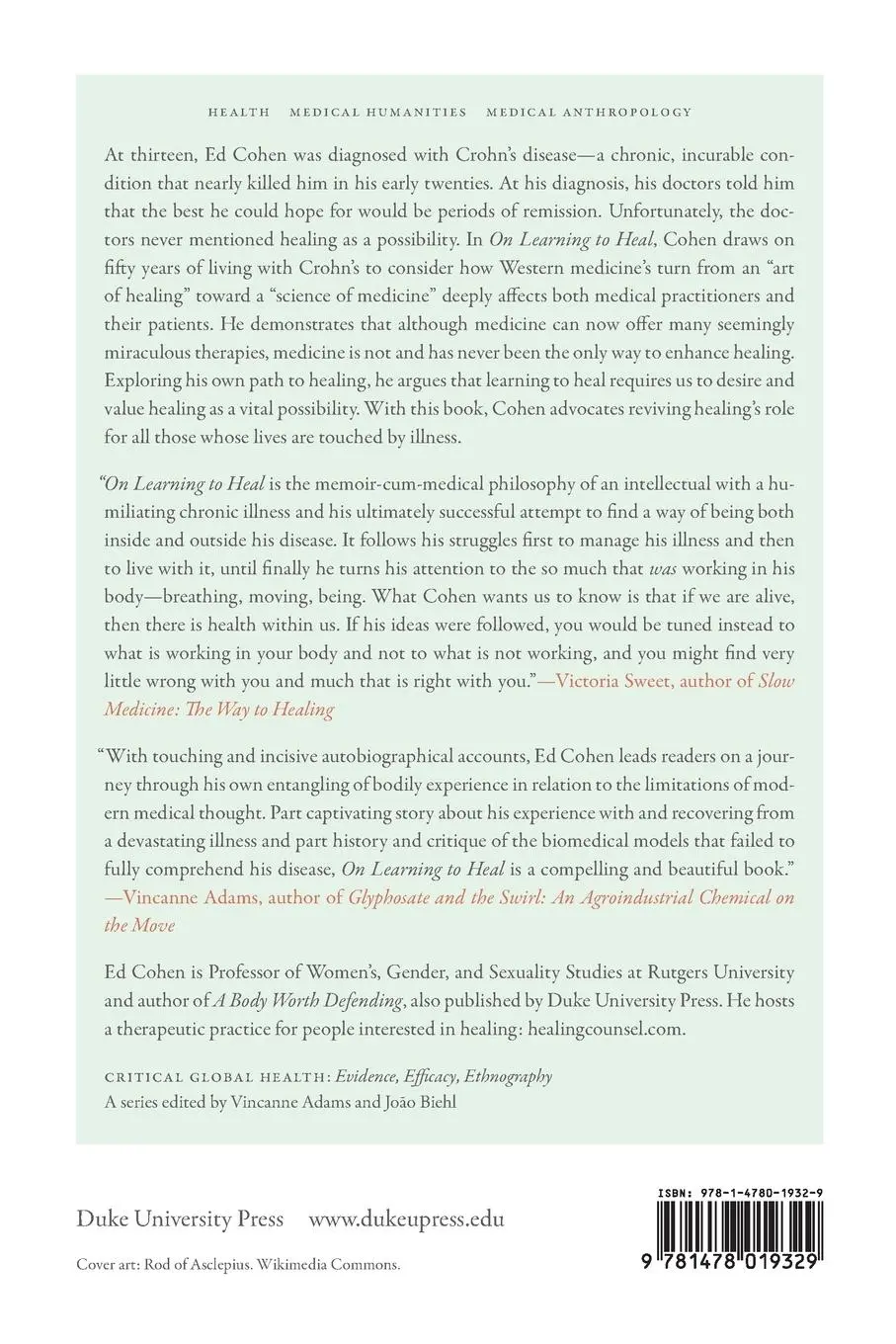 Rückseite: 9781478019329 | On Learning to Heal | or, What Medicine Doesn't Know | Ed Cohen | Buch