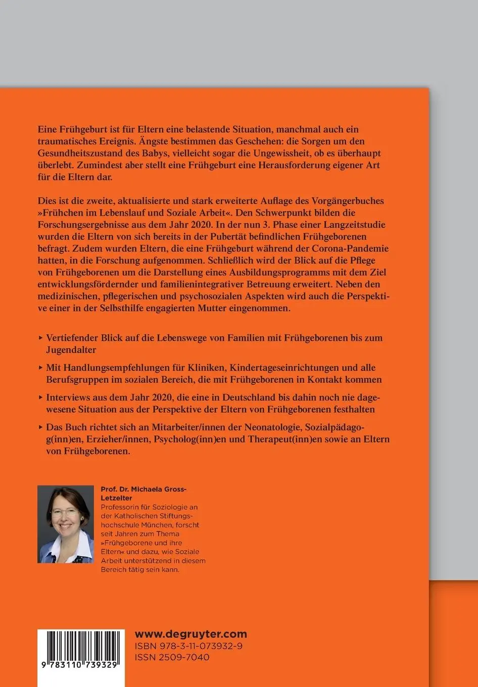 Rückseite: 9783110739329 | Frühgeborene und ihre Eltern | Michaela Gross-Letzelter | Taschenbuch