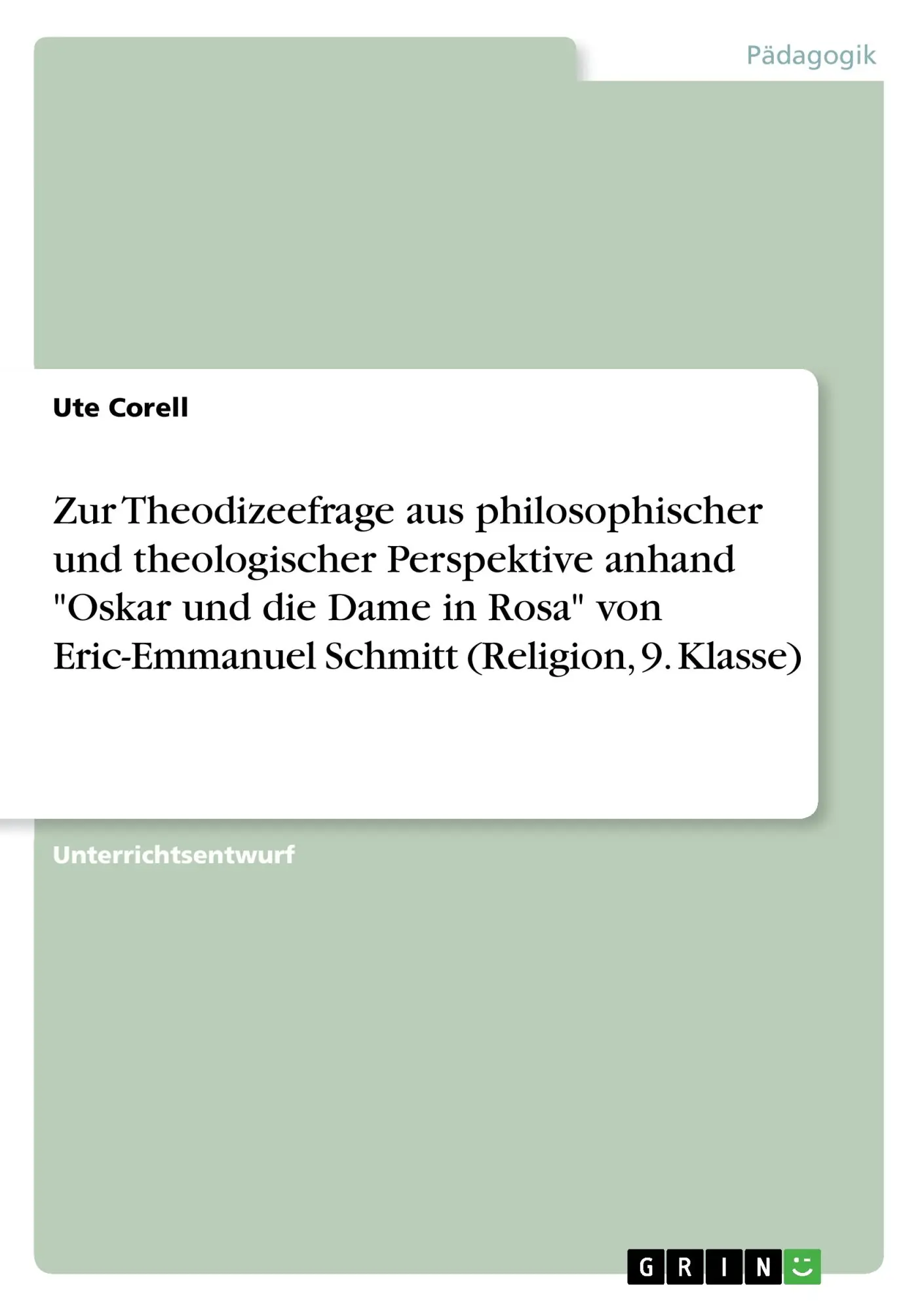 Cover: 9783668379329 | Zur Theodizeefrage aus philosophischer und theologischer...
