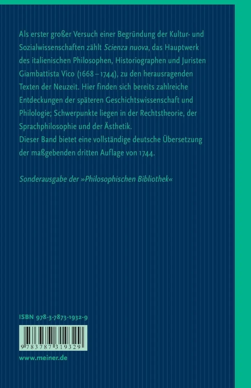 Rückseite: 9783787319329 | Prinzipien einer neuen Wissenschaft über die gemeinsame Natur der...