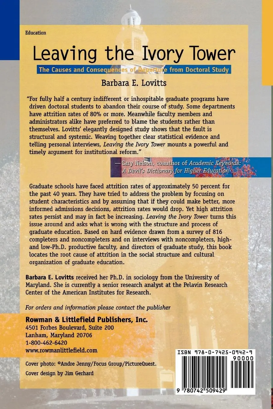 Rückseite: 9780742509429 | Leaving the Ivory Tower | Barbara E. Lovitts | Taschenbuch | Englisch