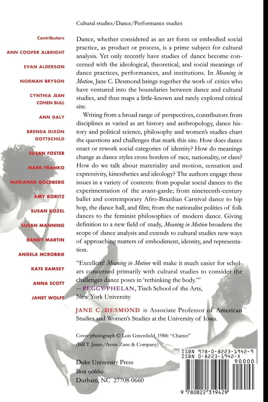 Rückseite: 9780822319429 | Meaning in Motion | New Cultural Studies of Dance | Jane C. Desmond