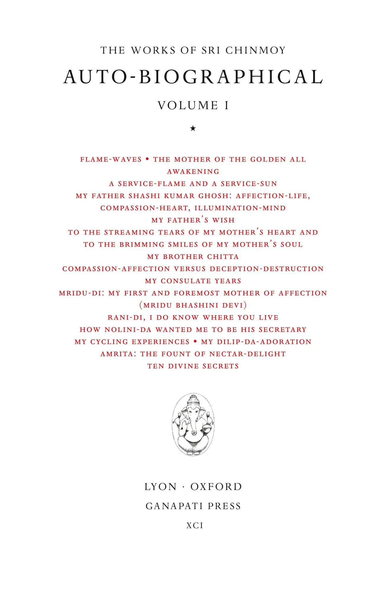 Cover: 9781911319429 | Sri Chinmoy | Auto-biographical I | Sri Chinmoy | Buch | Gebunden