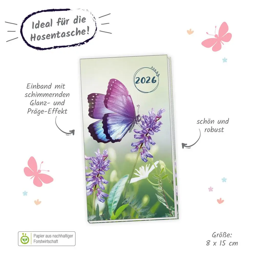 Bild: 4251901509529 | Trötsch Taschenterminer Schmetterling 2026 | Wochenkalender | KG