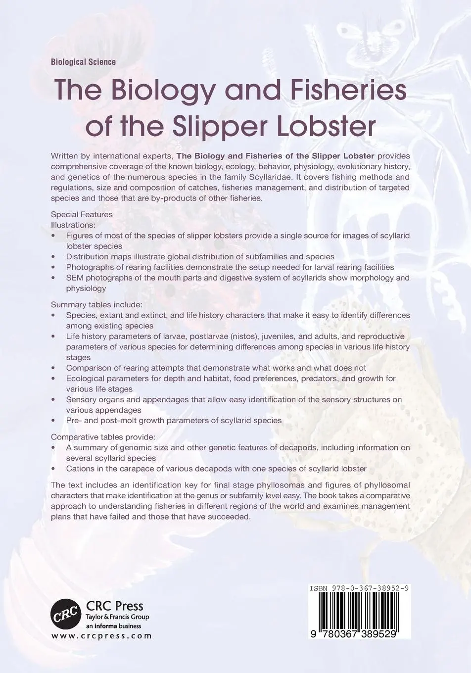 Rückseite: 9780367389529 | The Biology and Fisheries of the Slipper Lobster | Lavalli (u. a.)