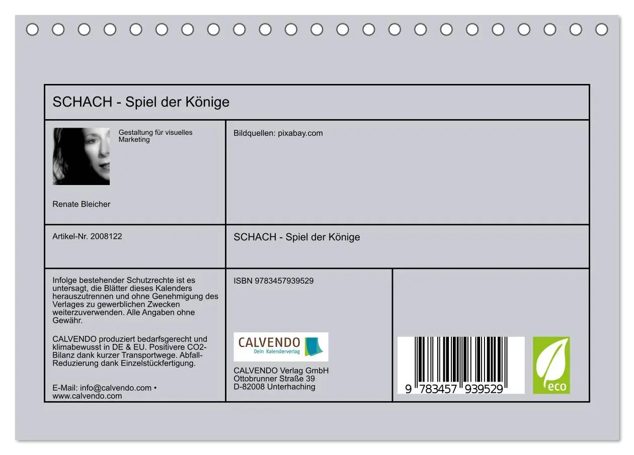 Bild: 9783457939529 | SCHACH - Spiel der Könige (Tischkalender 2026 DIN A5 quer),...