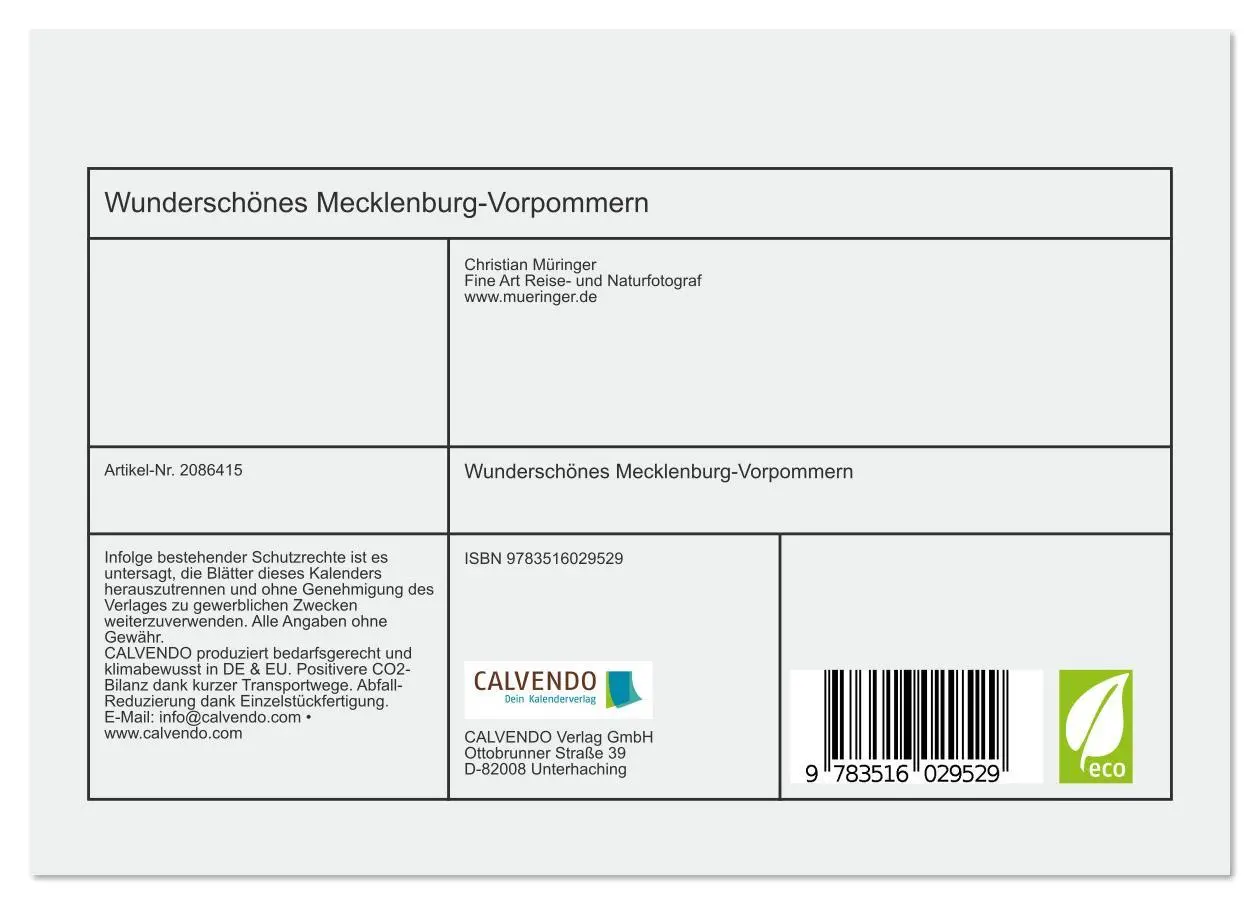 Bild: 9783516029529 | Wunderschönes Mecklenburg-Vorpommern (Tischkalender 2026 DIN A5...