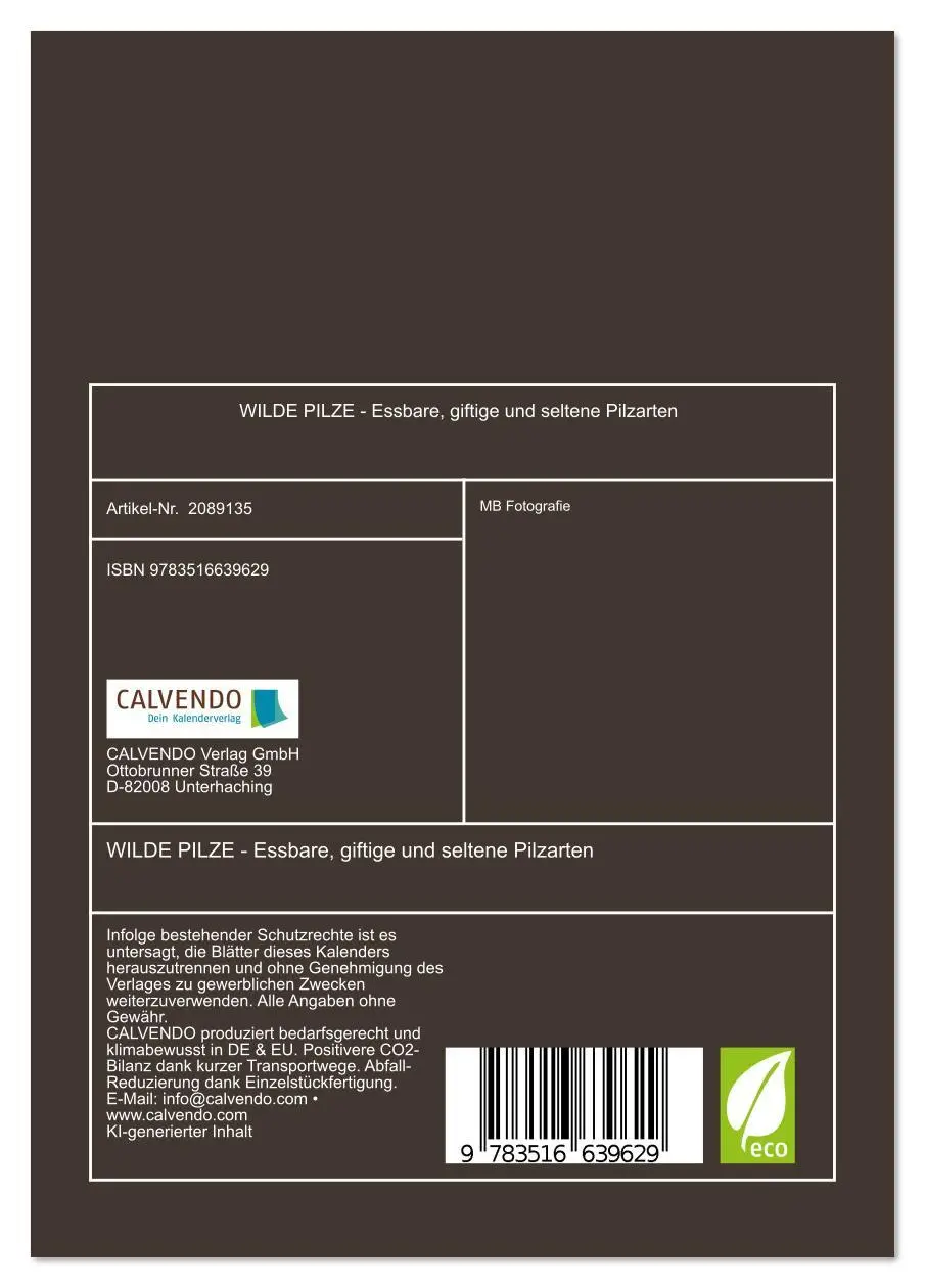 Bild: 9783516639629 | WILDE PILZE - Essbare, giftige und seltene Pilzarten (Tischkalender...